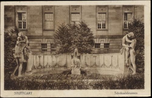 1927 Stuttgart, Schicksalsbrunnen, Skulpturen, Erotik,H. v.Michaelis AKU1