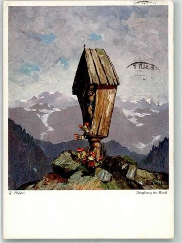 sign. Blädel F. Bergkreuz im Karst Wiechmann Bildkarten Nr. 9188