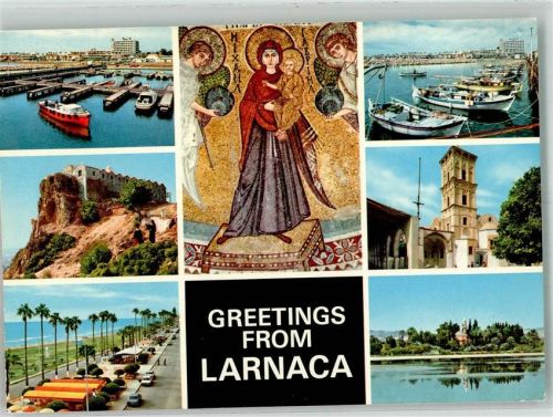 Larnaka 1977 Hafen Kirche Burg