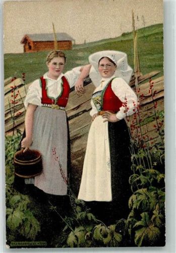 1907 Zwei Frauen in Tracht Maschinenstempel