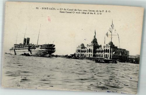 Port Said 1919 Suezkanal Büro Dampfschiff