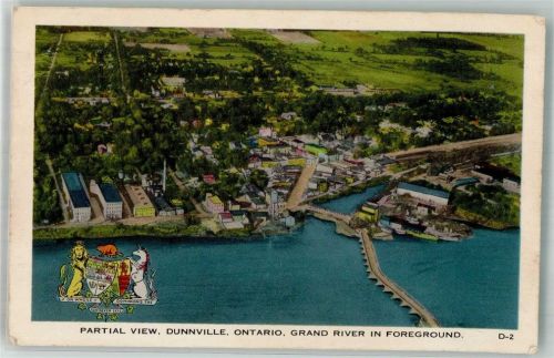London 1954 Vogelschau Dunnville Grand River Wappen