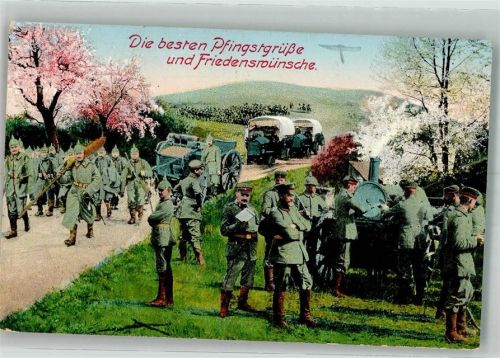 1915 Soldaten Gulachkanone Militärfahrzeuge Bayer. Feld-Postexped. d. 6. Landwehr Div.