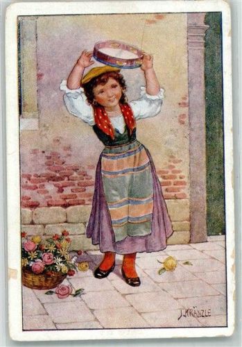 Die kleine Tänzerin in südländisch anmutender Tracht Künstlerkarte