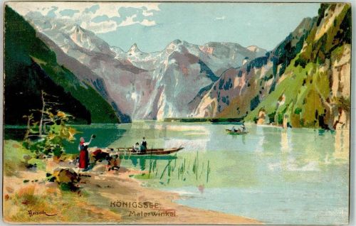 Ramsau Königssee Malerwinkel sign. Heinisch Künsterkarte