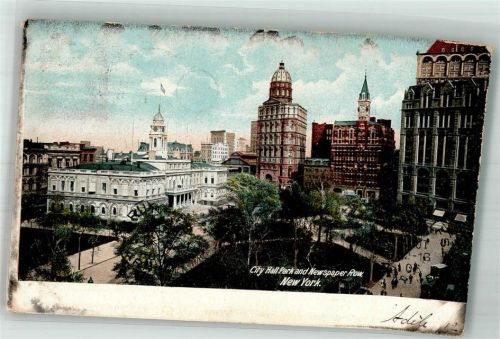 New York City 1906 City Hall Park and Newspaper Row