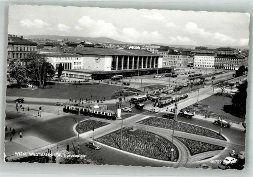 Wien 1961 Europaplatz West- Bahnhof Straßenbahn Auto LKW