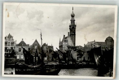 Veere 1952 Hafen Kirche