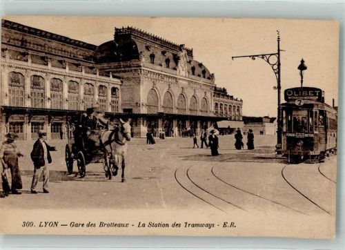 Lyon 1924 Bahnhof Straßenbahn