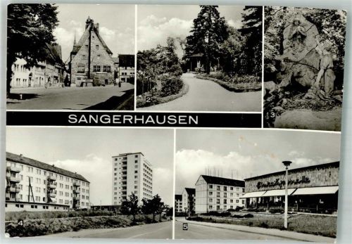 Sangerhausen Marktplatz Rosarium Hochhaus Südsiedlung VEB Bild und Heimat