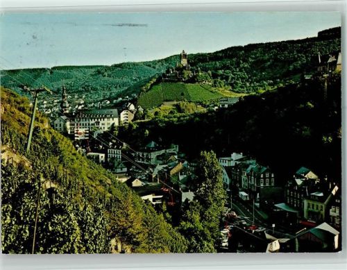 Cochem Ortsansicht mit Sesselbahn und Burg Cochem