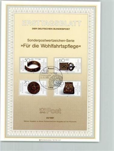 Ersttagsblatt Wohlfahrstmarken 1987 Format TK 87