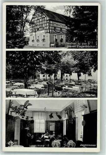 Bad Klosterlausnitz Gasthof "zu den 3 grauen Ziegenböcken", mit Jagdzimmer, Eule, Hakenkreuzflagge