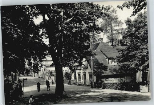 Neuglobsow Baum Fußgänger Zaun Haus Laterne