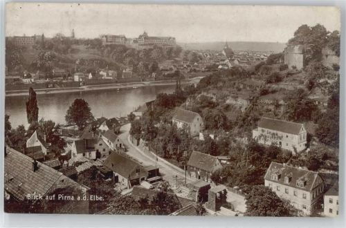 01796 O8300 Pirna - Fluss Haus Straße Baum