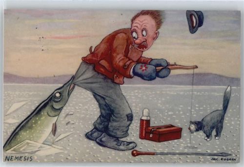 großer Fisch beißt zu , sign. Jac.Edgren