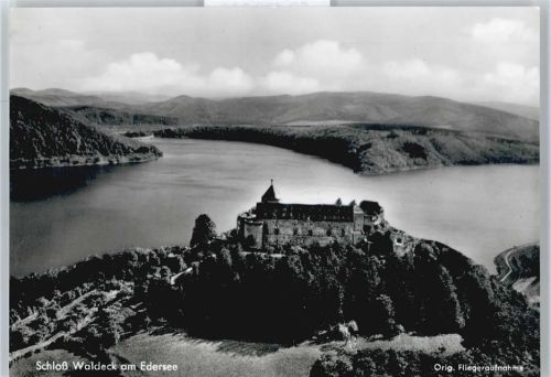 Edersee Fliegeraufnahme See Berg Panorama Burg