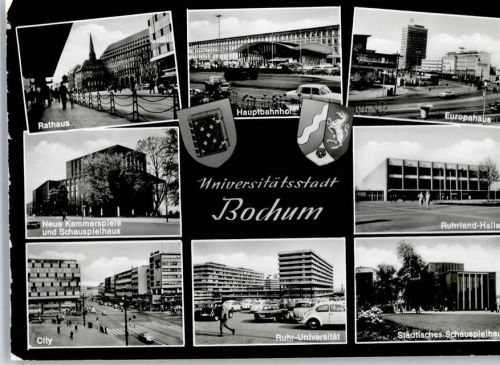 Bochum Rathaus, Europahaus, Ruhrland-Halle, Universität, Bahnhof, Schauspielhaus