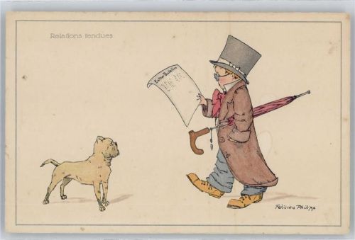 Felicien Philipp , Junge ließt Zeitung , Dogge