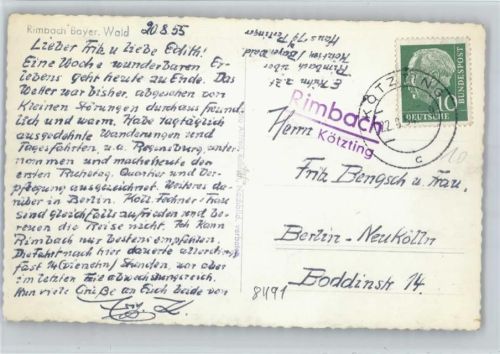 Kötzing Landpoststempel Rimbach