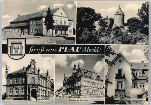 Plau Amtsberg, Jugendherberge, Rathaus, Postamt, Film-Bühne