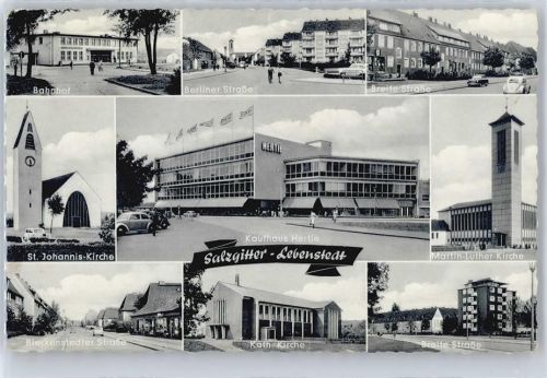 Lebenstedt Bahnhof, Berliner Straße, Breite Straße, Kirche, Kaufhaus Hertie, Bleckenstedter Straße