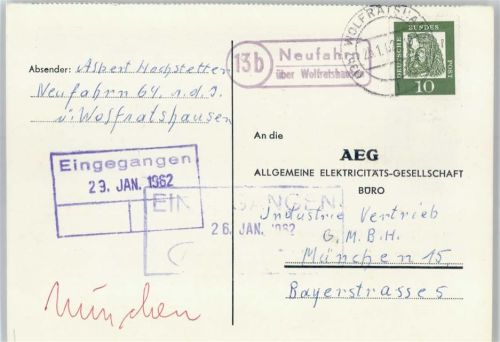 Wolfratshausen Landpoststempel Neufahrn