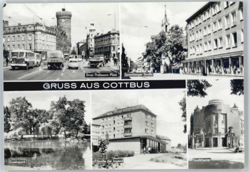 Cottbus Ernst-Thälmann-Platz, Goethepark, Straße der Jugend, Stadttheater, Spremberger Straße
