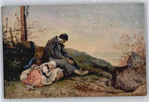 No.2/109 , Ludwig Richter , Rast unter dem Kreuz