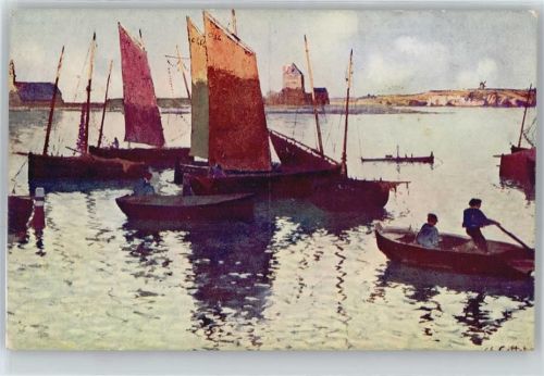 Ch.Cottet , Abendsonne , Hafen mit Segelbooten