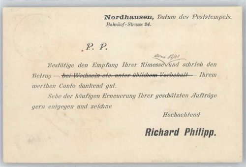 Nordhausen Geschäftskorrespondenz Richard Philipp