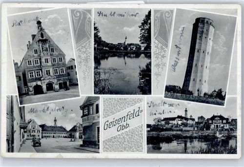 Geisenfeld Rathaus, Stadtweiher, Turm, Marktplatz, Teilansicht