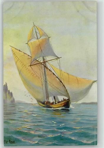 1905 - 1910 Nr. 254 Mittell. Corsar Segelschiff Künstler sign Rave