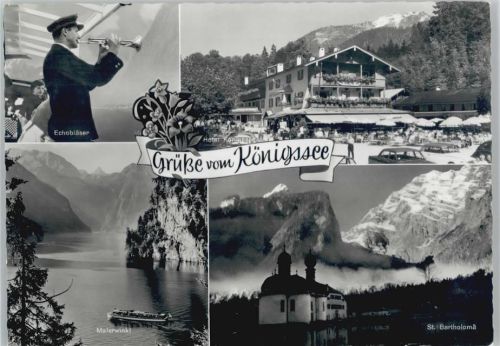 83471 W8240 Königssee b Berchtesgaden - Echobläser Malerwinkl St. Bartholomä Hotel Königssee