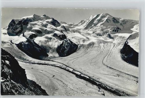1955 Zermat Monte Rosa Lyskamm Foto AK Stempel: Gornergrat Kulm