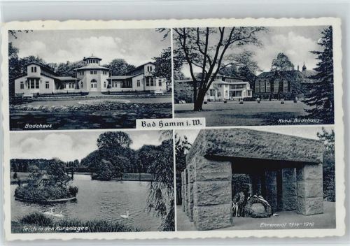 Hamm Badehaus Teich Kuranlagen Kur- u. Badehaus Ehrenmal