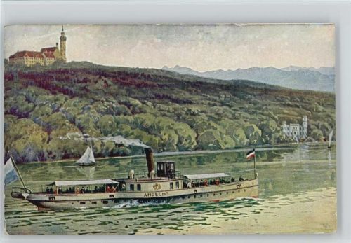Andechs 1928 Raddampfer "Andechs" auf dem Ammersee Binnenschiffe