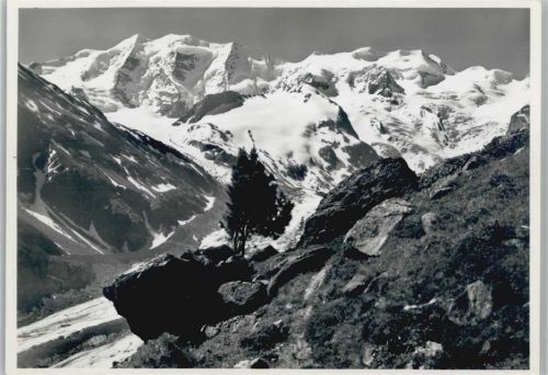 1955 Engadin Am Bovalweg Morteratschgletscher Foto AK
