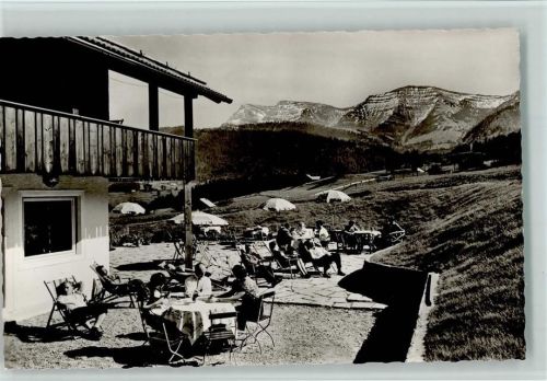 87534 W8974 Steibis - Café Restauration St. Ull´r Betty Sachs Erholungsheim Terrasse mit Blick zum Rindalphorn und Hochgraf