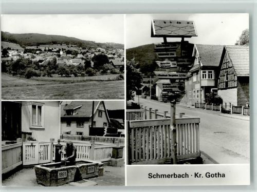 Schmerbach Ortsansicht Brunnen Wegweiser 3-Bildaufnahme