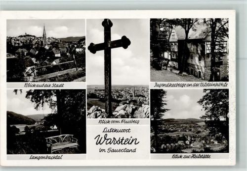 Warstein Blick auf die Stadt Langenbachtal Blick vom Piusberg Jugendherberge an der Bilsteinhöhle Blick zur Heilstätte