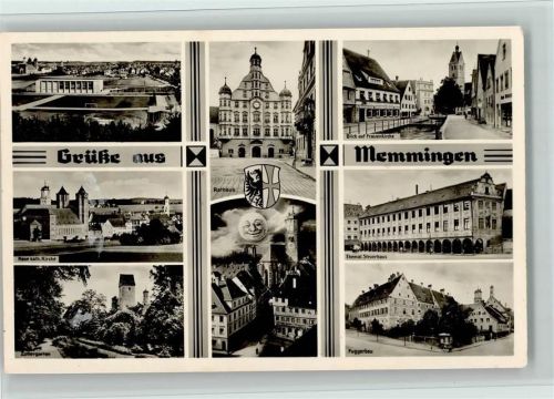 Memmingen Rathaus Blick auf Frauenkirche Neue Kath. Kirche Zollergarten ehemal. Steuerhaus Fuggerbau Stadion Mehrfachaufnahme