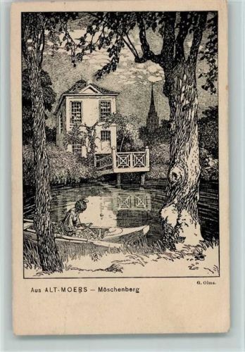 Moers Möschenberg Alt-Moers nach einer Federzeichnung von Maler Gustav Olms Serie II Nr. 6