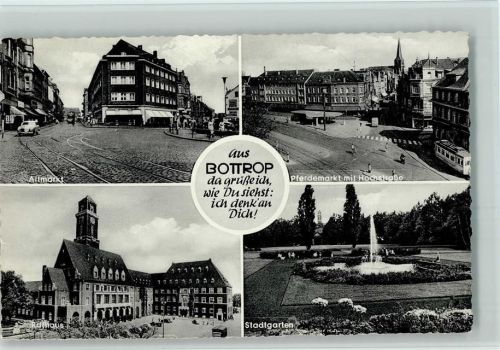 Bottrop Altmarkt Pferdemarkt mit Hochstraße Rathaus Stadtgarten
