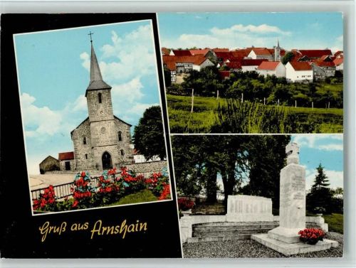 Armsheim Kirche Ortsansicht Kriegerdenkmal 3-Bildaufnahme