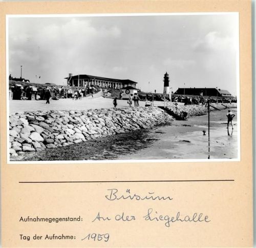 Büsum An der Liegehalle Leuchtturm Foto montiert auf Karton