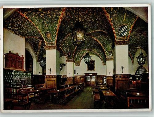 München Kgl. Hofbräuhaus Innenaufnahme Parterre-Räume Hakenkreuzstempel WK II