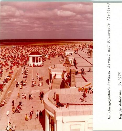 Borkum Strand und Promenade Leiter Foto montiert auf Karton