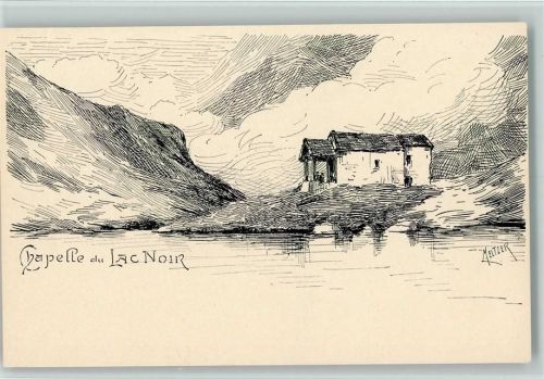 1898 Chapelle du Lac Noir , Federzeichnung sign Meltzer , sehr gute Erhaltung AK
