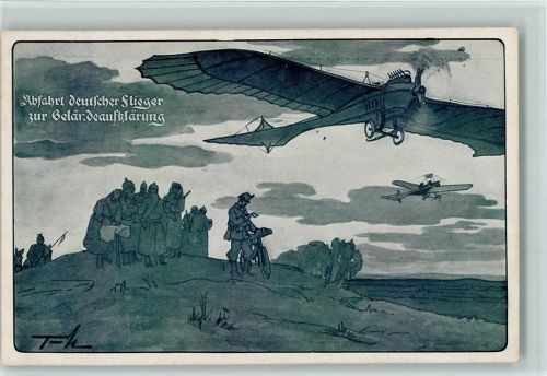 Abfahrt Deutscher Flieger , sehr gute Erhaltung AK